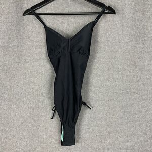 PRANA One Piece Swimsuit Black Crossed Strappy Back Women XS Travel Holiday